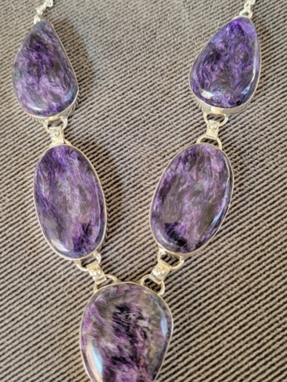 Purple Stone Teardrop & Oval Necklace - Women Jewelry - Picture 2 of 3